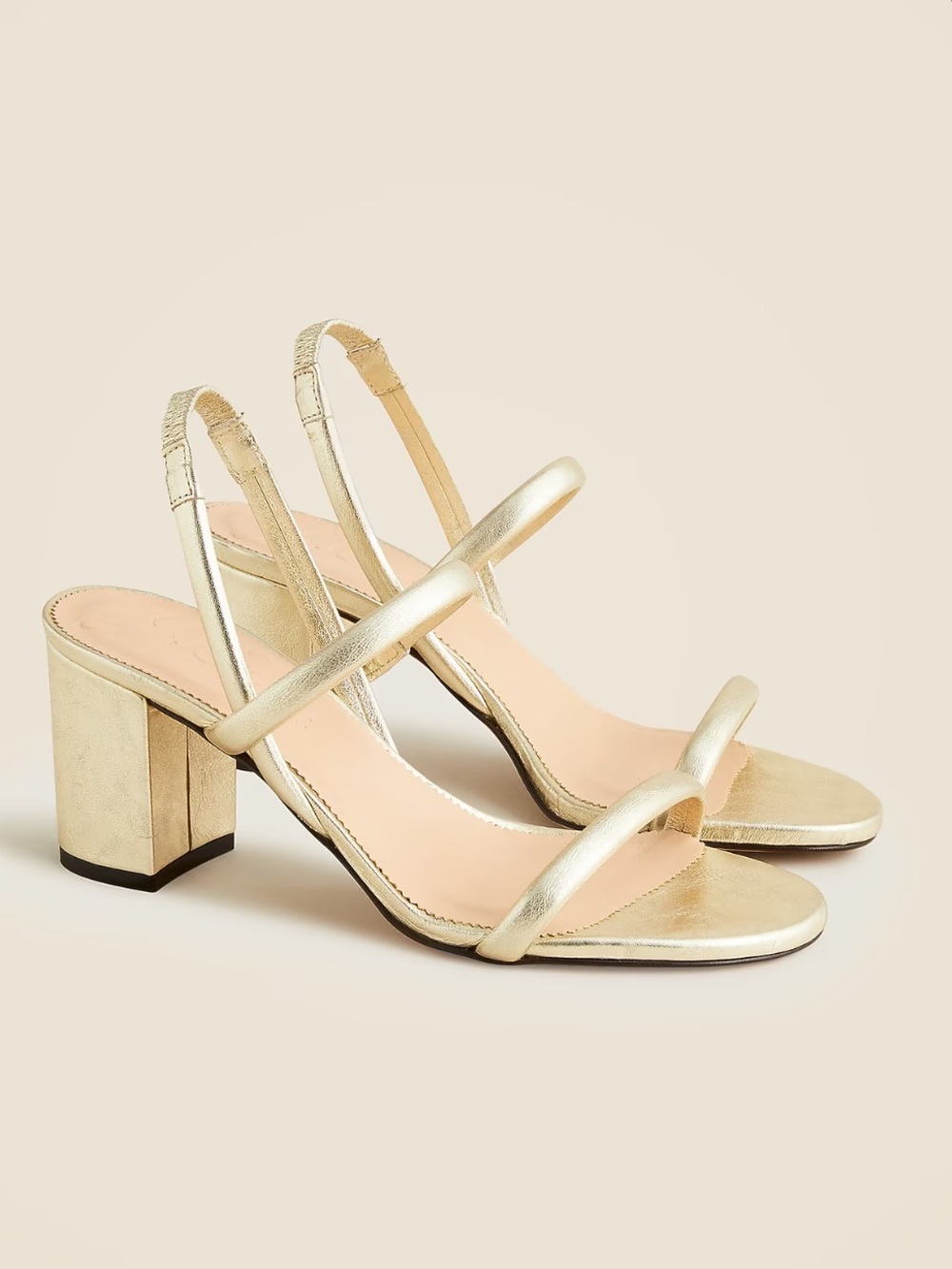 J. Crew Metallic Gold Block Heel Slingback Sandals